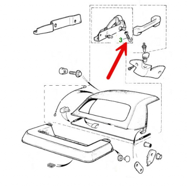 USED J Hook, Secures Convertible Top To Windshield  BBC8209